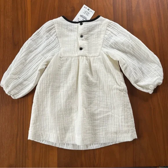 ZARA | NWT Ivory LINED gauze bow dress size 3Y - Picture 4 of 5